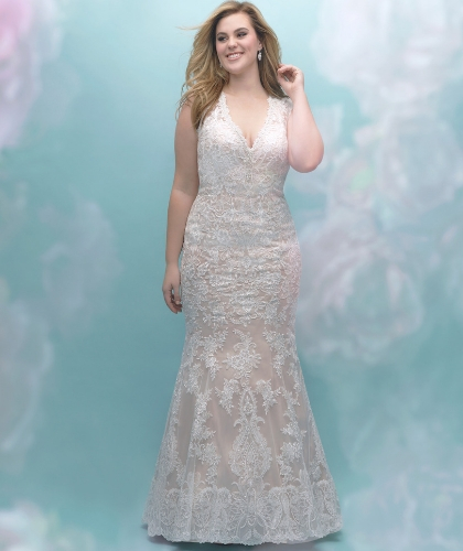 Buy Sell Wedding Dress Dubai Allure Bridals Fit&Flare V-Neck Plus Size 3XL Ivory