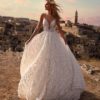 Buy Sell Wedding Dress Online Dubai UAE white 2021 Nicole Couture A line- RO12115 wedding dress with V-Neckline, Size Small
