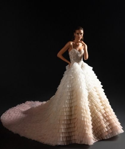 2021 Wona Concept Ballgown with Sweetheart Neckline made of Tulle fabrice, Size Smal" alt=" uy Sell Wedding Dress Online Dubai UAE BRAND NEW Champagne Coloured Collection 2021 Wona Concept Ballgown with Sweetheart Neckline made of Tulle fabrice, Size Smal ">