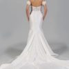 Buy Sell Wedding Dress Online Dubai UAE White Eve of Milady Fit and Flare gown with strapless sweetheart necknline. Made of white silk and lace fabric, Size Small